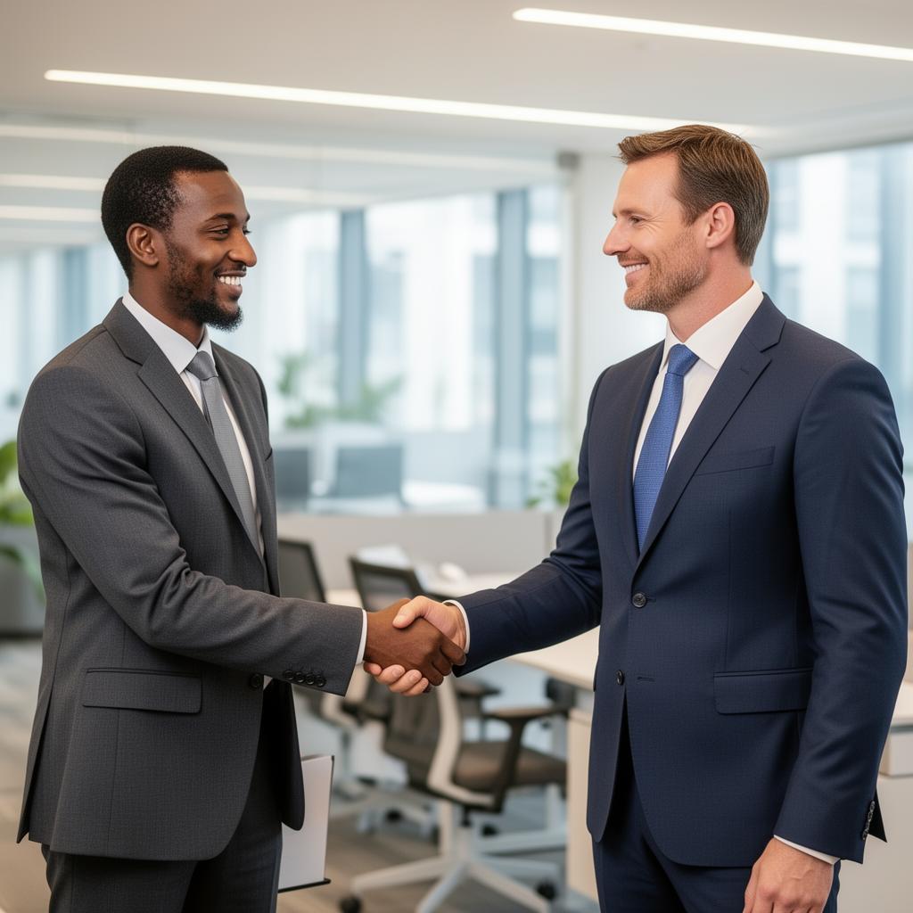 Business partnership handshake — Apex BPO client onboarding